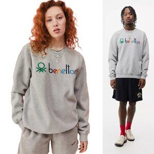 nwt BENETTON x UO Exclusive - Logo Crewneck Sweatshirt in Grey, Made in Italy